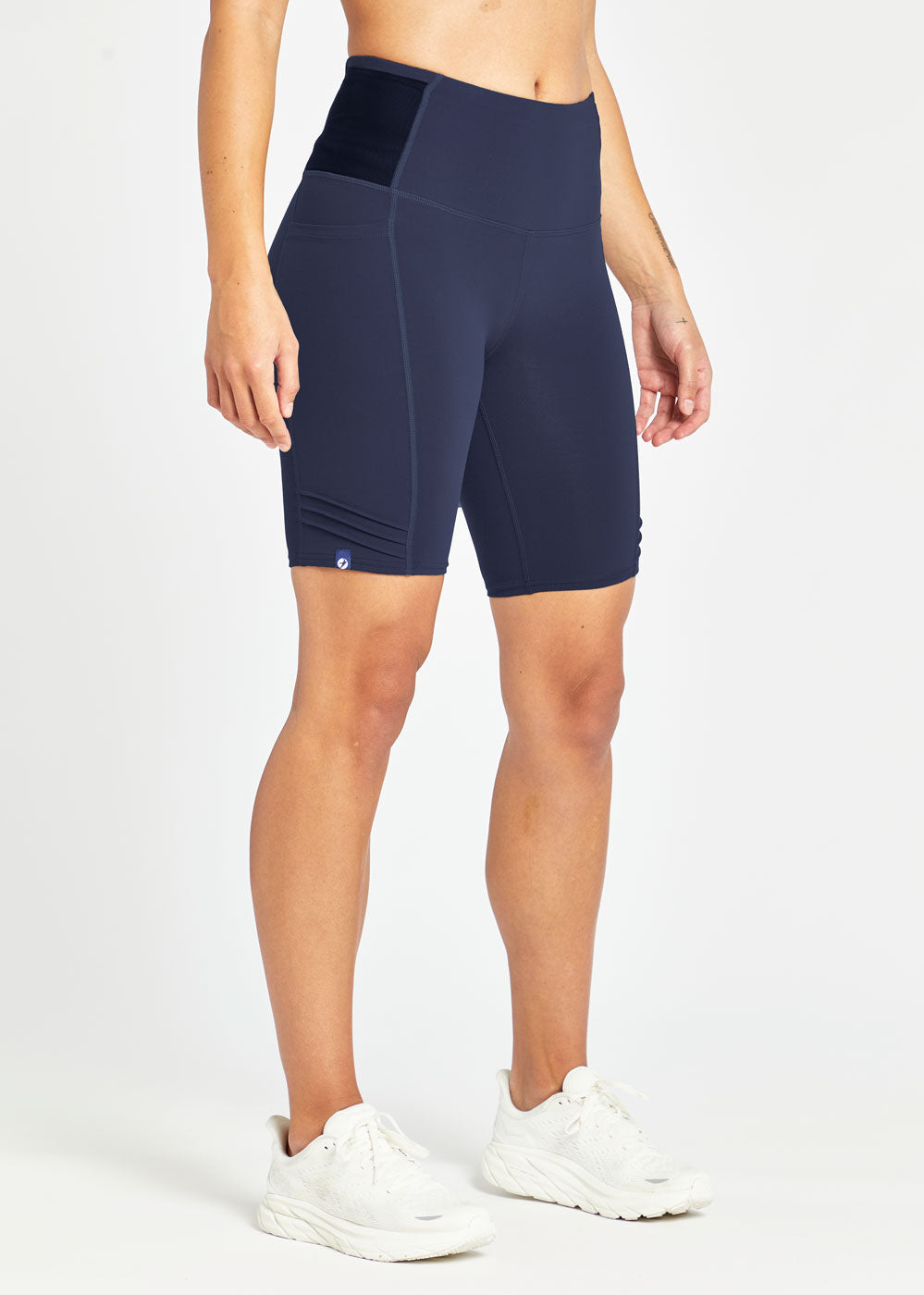 Long Pocket Jogger 8.25-inch shorts in ink blue, side view