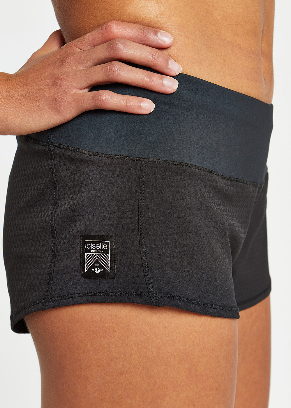 BlackMac Roga 1.75" Running Shorts in Black, side detail view