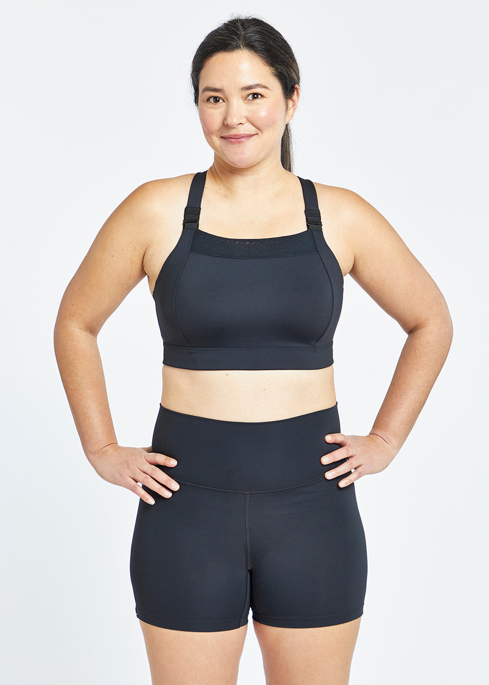 Suspension High Impact Sports Bra in Black, front