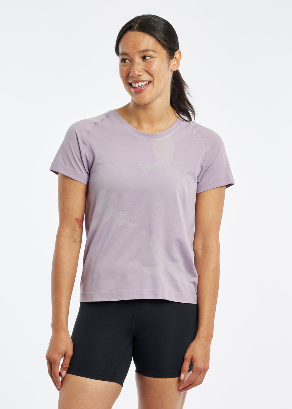 Altitude Short Sleeve in dusty lavender purple, front view