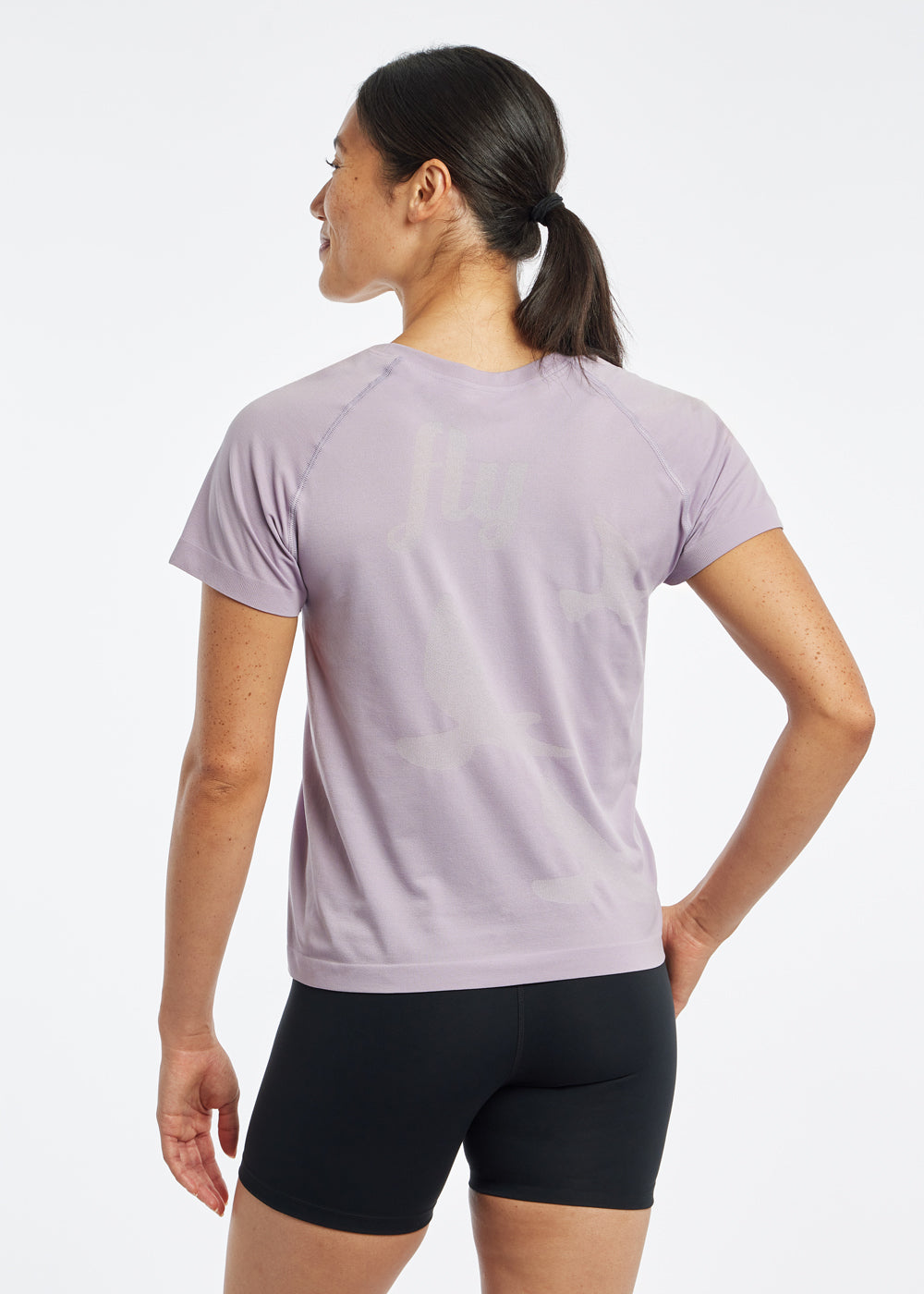 Altitude Short Sleeve in dusty lavender purple, back view