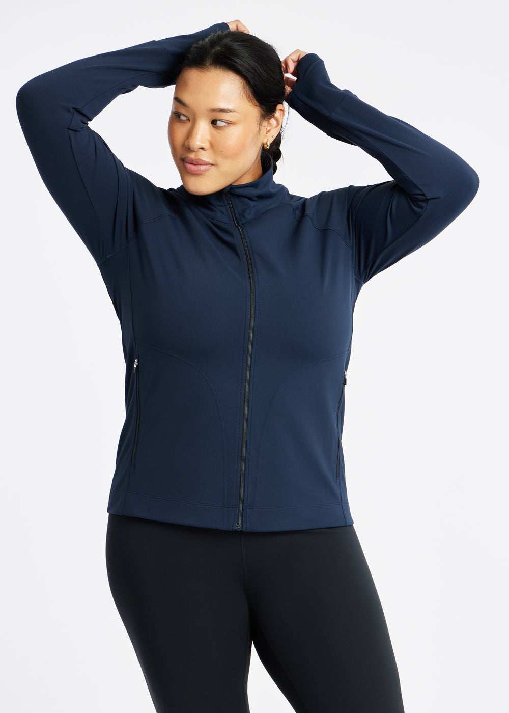 Essential Bird Full Zip Jacket in Ink Blue, front