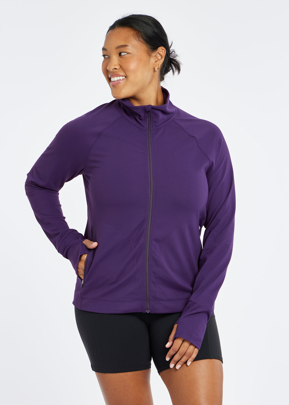 Essential Bird Full Zip Jacket in Twilight purple, front
