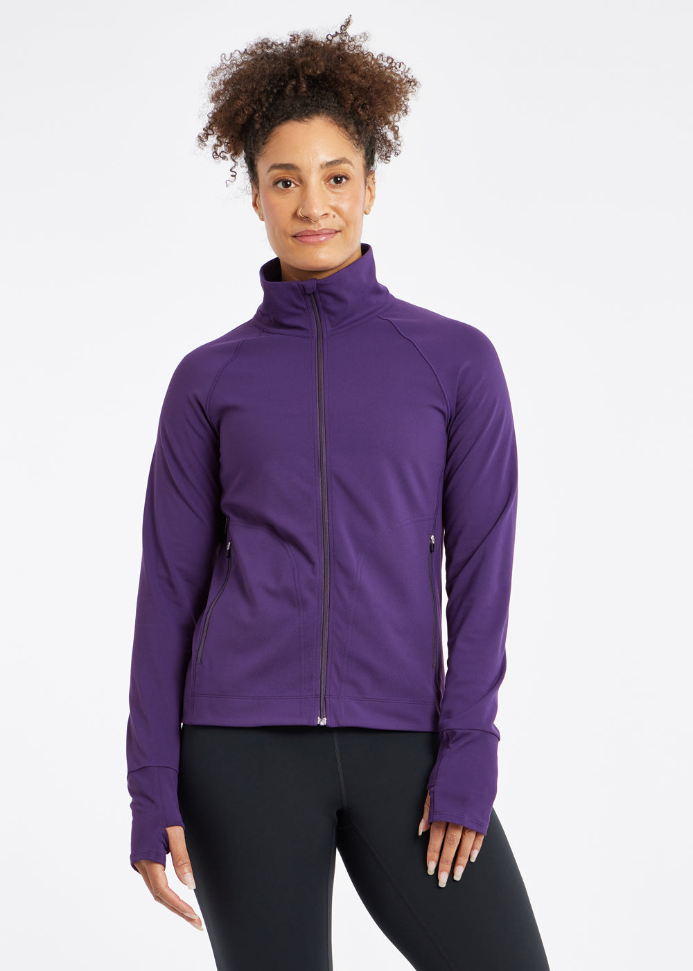 Essential Bird Full Zip Jacket in Twilight purple, front view