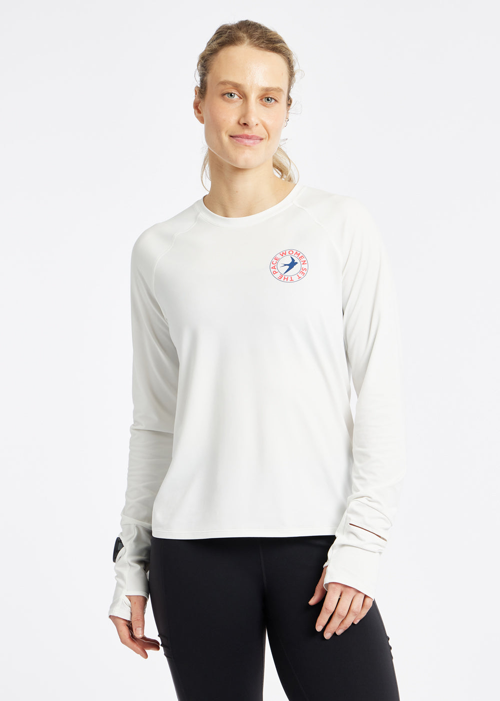 Essential Bird Graphic Long Sleeve in White, front view