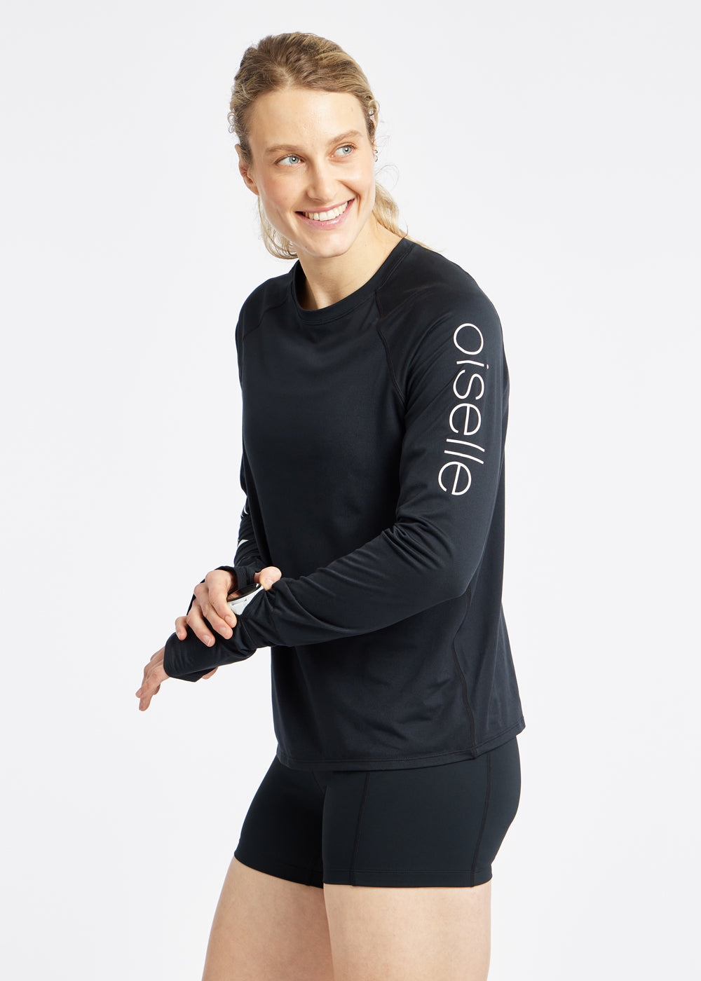 Essential Bird Long Sleeve in Black with birds, side view