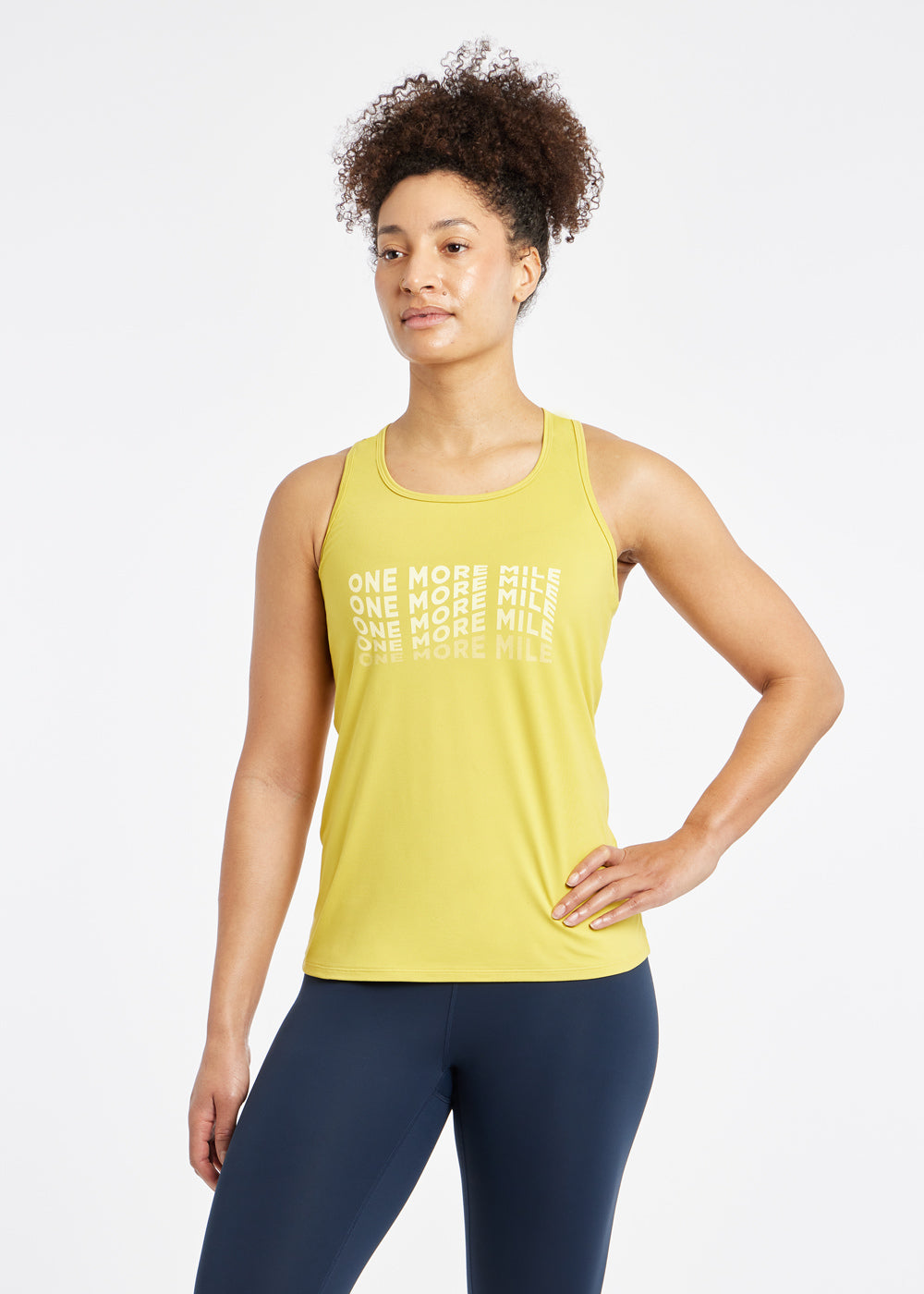 Essential Bird Graphic tank in Saffron yellow, front view
