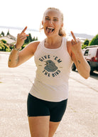 Essential Bird Graphic Tank in white, Give 'em the bird graphic tank