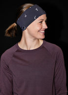 Firecracker Reflective Earband in Obsidian grey, side