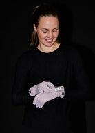 Firecracker Reflective Running Gloves in Lavender purple, reflective view