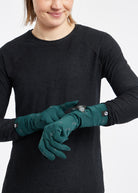 Firecracker Watch Window Running Gloves in Juniper green, with touchscreen-friendly fabric