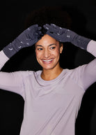 Firecracker Watch Window Running Gloves in Obsidian grey, with touchscreen compatible fingertips