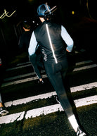 Fireglow Fleece Running Tights in Black, reflective back view
