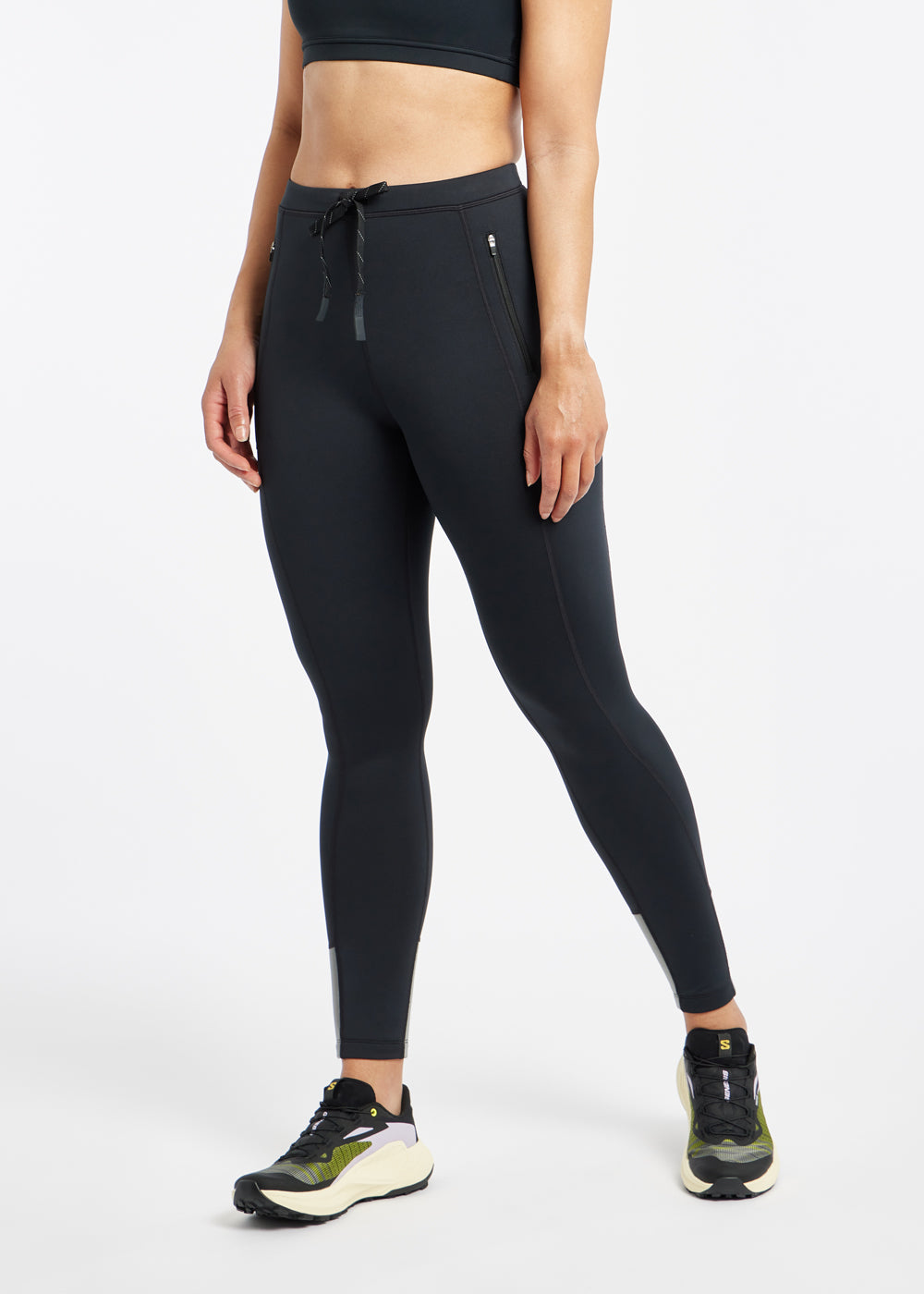 Fireglow Fleece Running Tights in Black, side view