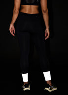 Fireglow Fleece Running Tights in Black, back reflective view