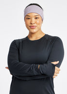 Firecracker Reflective Earband in Lavender Purple, front view