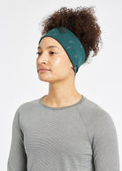 Firecracker Reflective Earband in Juniper green, side