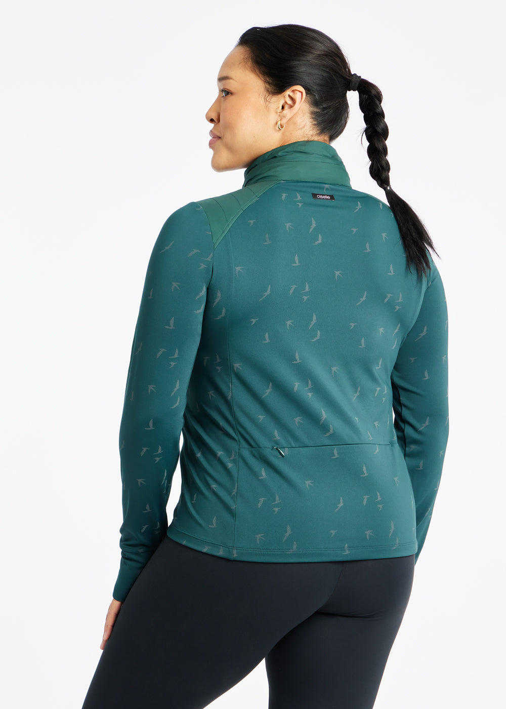 Firecracker Insulated Running Jacket in Juniper green, back