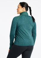 Firecracker Insulated Running Jacket in Juniper green, back