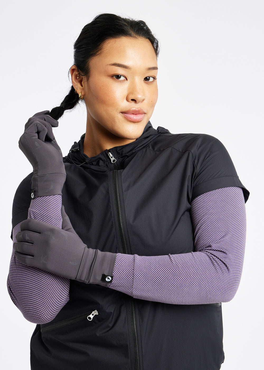 Firecracker Reflective Running Gloves in Obsidian grey