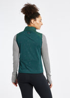 Firecracker Insulated Running Vest in Juniper green, back