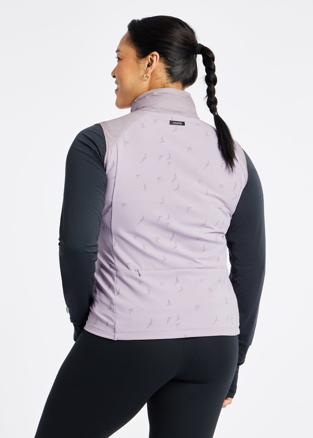 Firecracker Insulated Running Vest in Lavender purple, back 