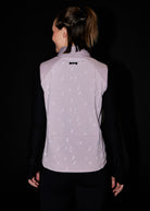 Firecracker Insulated Running Vest in Lavender purple, reflective back view