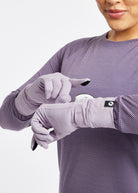 Firecracker Watch Window Running Gloves in Lavender purple, with touch screen compatible fingertips