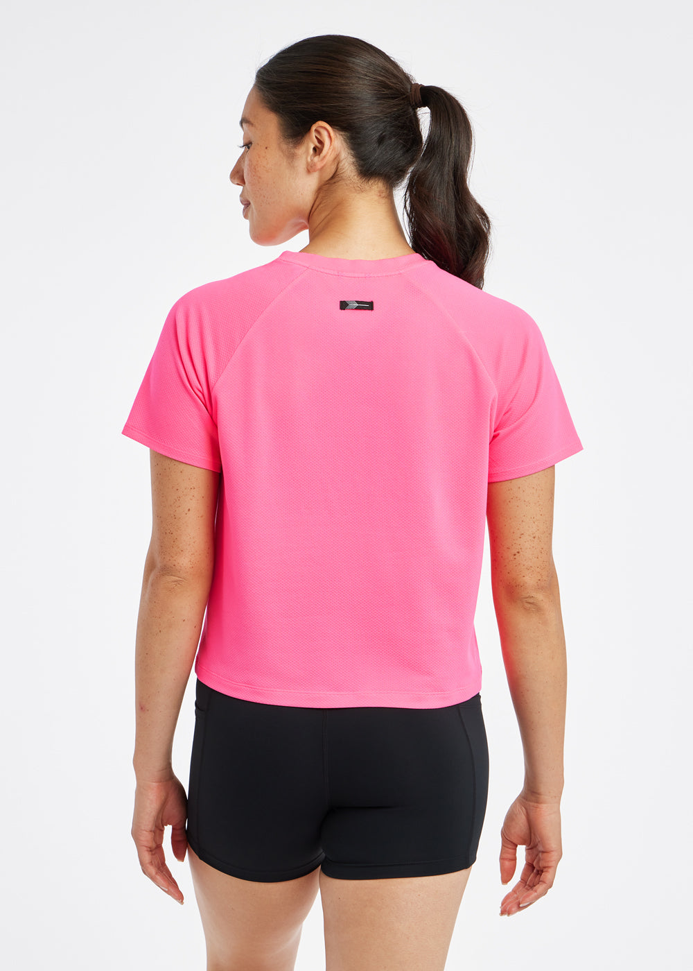 Flyout Boxy Short Sleeve in Neon Pink, back