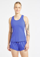 Flyout Chill Racerback Tank in Blue Rapids, front view