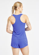 Flyout Chill Racerback Tank in Blue Rapids, back view