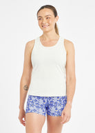 Flyout Chill Racerback Tank in Ivory, front view