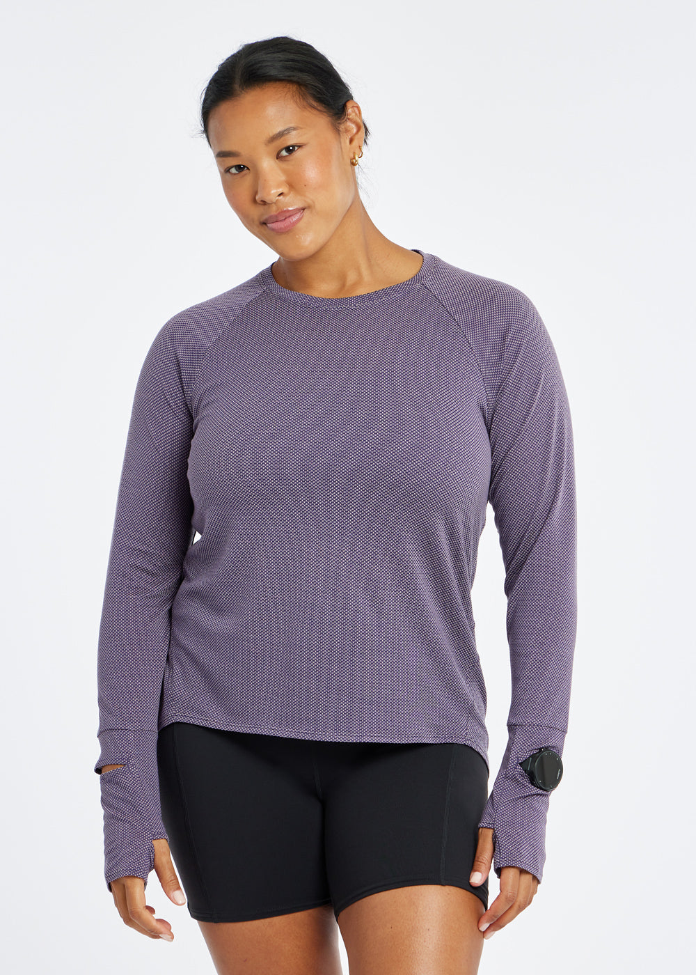 Flyout Long Sleeve in twilight purple, front view