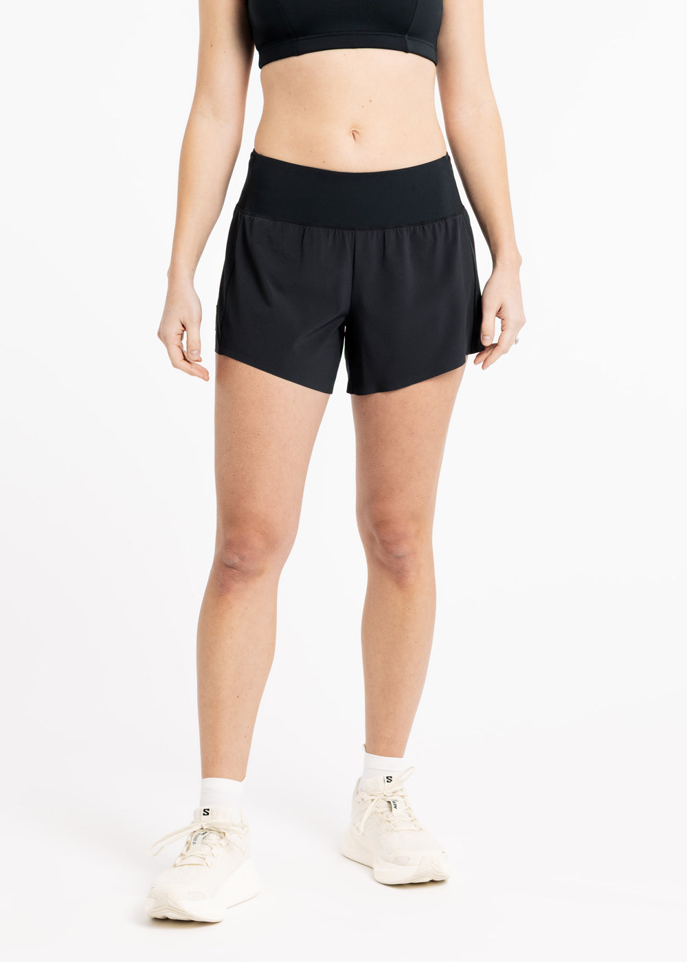 Running Shorts 4.25" inseam in black, front view