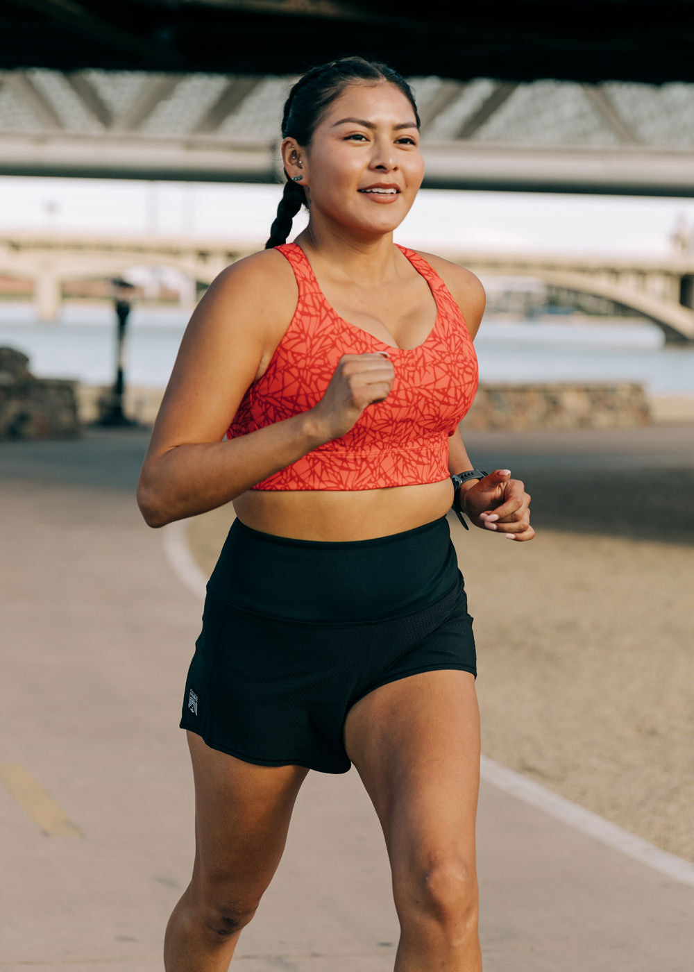 High Rise Roga Running Shorts in Black