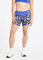 Roga 6" Running Shorts in blue floral print, front view