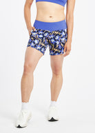 Roga 6" Running Shorts in blue floral print, alternate front view