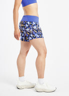Roga 6" Running Shorts in blue floral print, side view