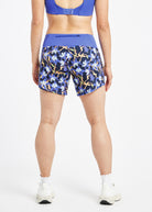 Roga 6" Running Shorts in blue floral print, back view