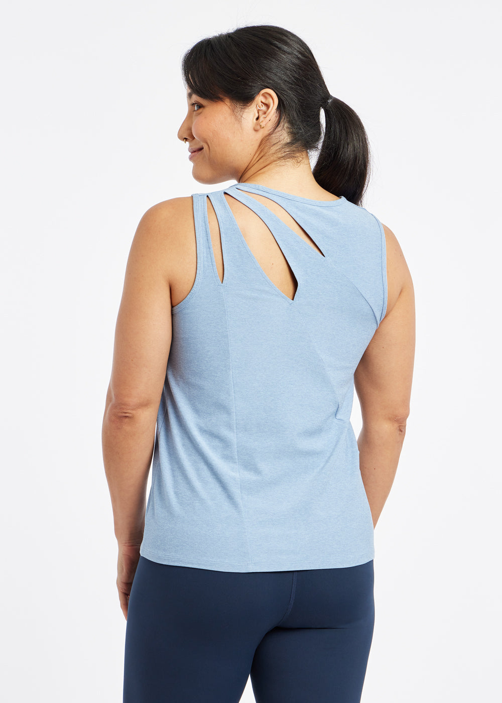 Lux Wing Tank in blue Stratus, back view