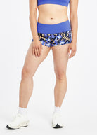 Roga 1.75" Running Shorts in blue floral print, front view