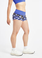 Roga 1.75" Running Shorts in blue floral print, side view