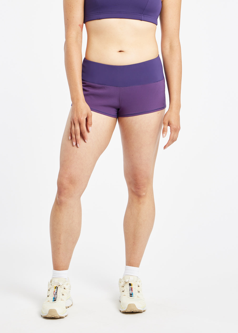 Roga 1.75" Running Shorts in purple, front view