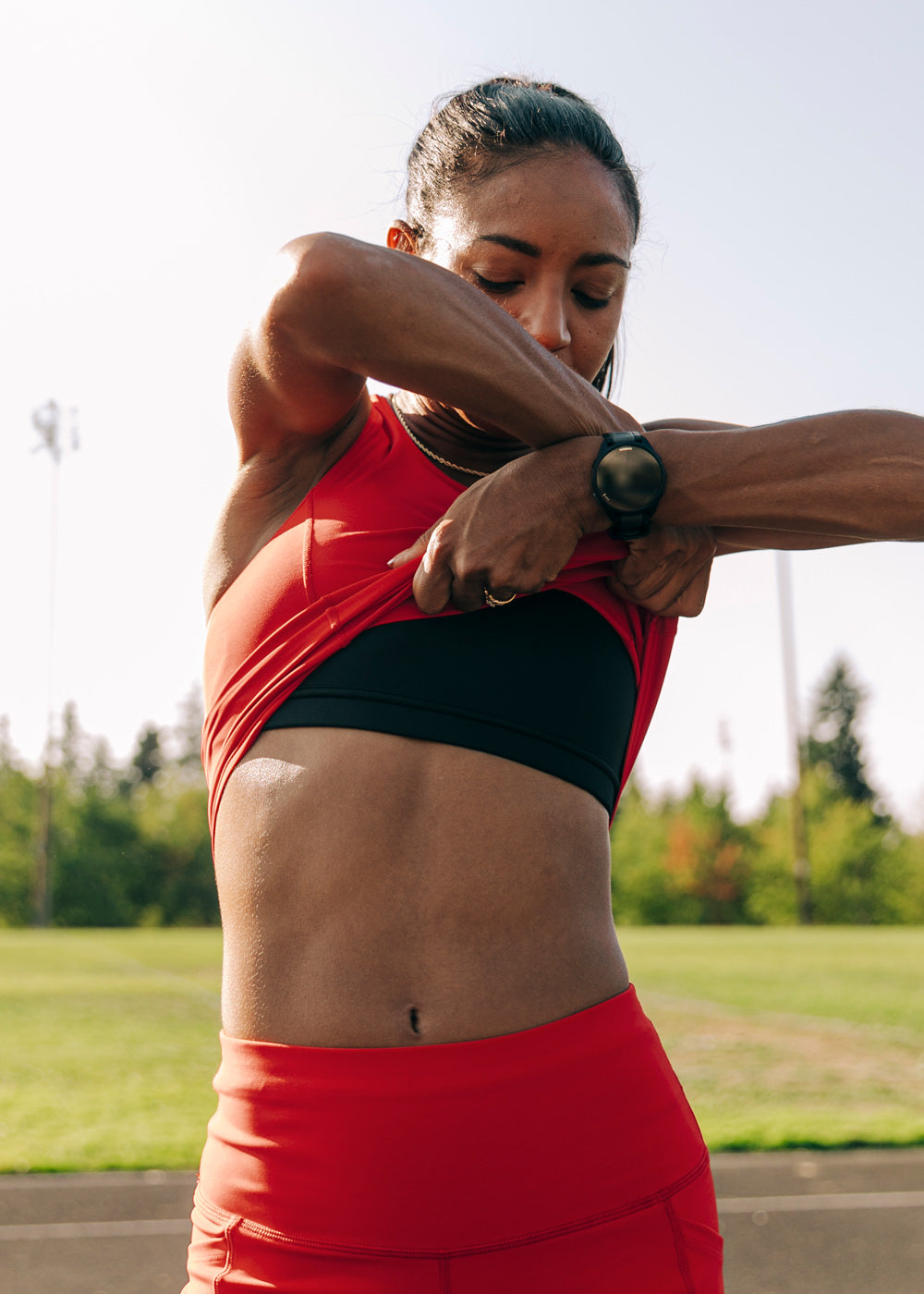 Perfect Running Crop in Flash Flare red