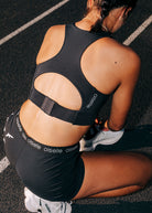 Race Day Sports Bra in Black, back view