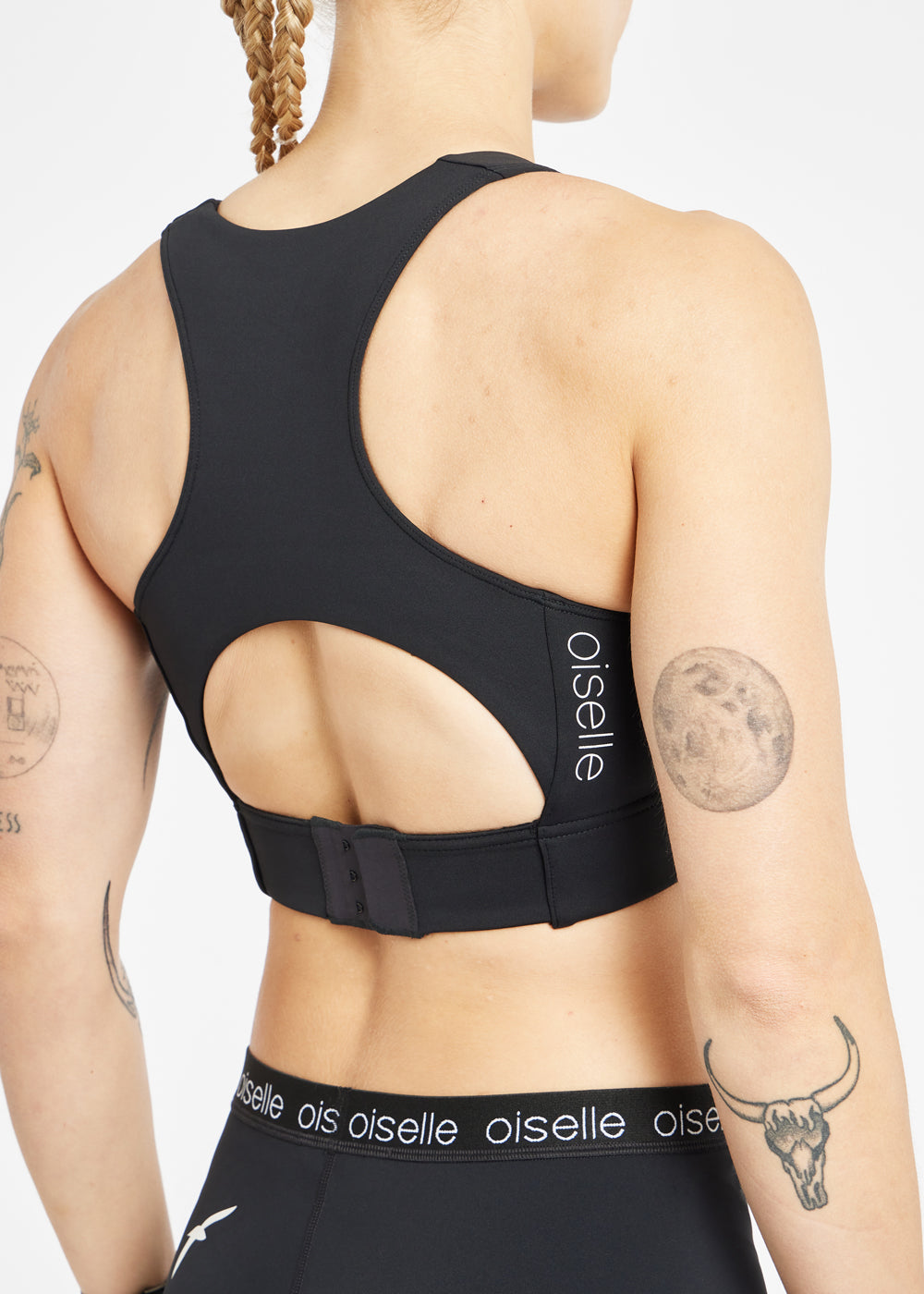 Race Day Sports Bra in Black, back detail view