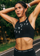 Race Day Sports Bra in Black, front