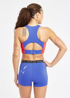 Race Day Sports Bra in Blue Rapids, back view
