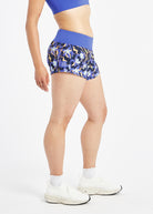 Roga 4" Running Shorts in blue floral print, side view