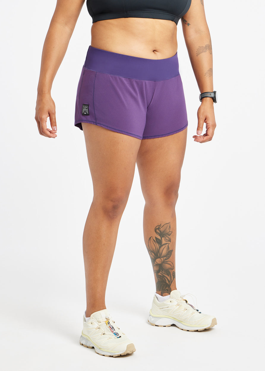 Roga 4" Running Shorts in Purple, front view
